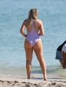 Iskra Lawrence in Swimsuit at Miami Beach Photoshoot for Aerie