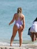 Iskra Lawrence in Swimsuit at Miami Beach Photoshoot for Aerie