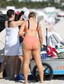 Iskra Lawrence in Swimsuit at Miami Beach Photoshoot for Aerie