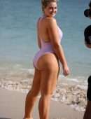 Iskra Lawrence in Swimsuit at Miami Beach Photoshoot for Aerie