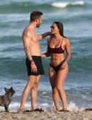 Jessica Ledon in Black Bikini on Miami Beach