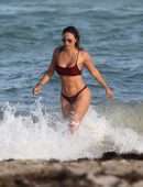 Jessica Ledon in Black Bikini on Miami Beach