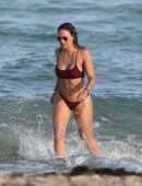 Jessica Ledon in Black Bikini on Miami Beach