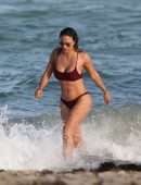 Jessica Ledon in Black Bikini on Miami Beach