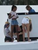 Josephine Skriver and Jasmine Tookes at Victoria's Secret Photoshoot in Miami