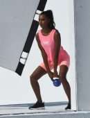 Josephine Skriver and Jasmine Tookes at Victoria's Secret Photoshoot in Miami