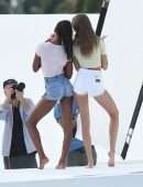 Josephine Skriver and Jasmine Tookes at Victoria's Secret Photoshoot in Miami