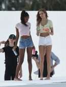 Josephine Skriver and Jasmine Tookes at Victoria's Secret Photoshoot in Miami