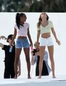 Josephine Skriver and Jasmine Tookes at Victoria's Secret Photoshoot in Miami