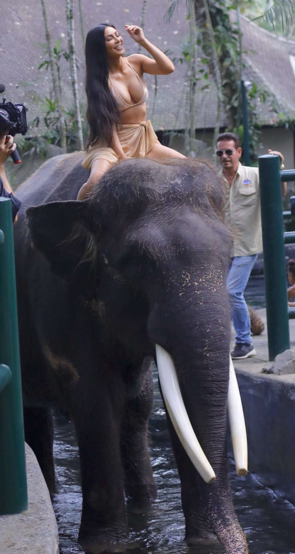 Kim Kardashian in Bikini on an Elephant in Bali