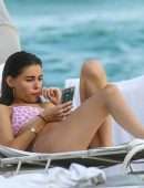 Madison Beer in Bikini with Dog at Beach in Miami