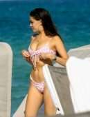Madison Beer in Bikini with Dog at Beach in Miami
