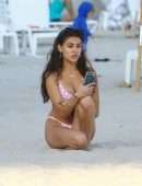 Madison Beer in Bikini with Dog at Beach in Miami