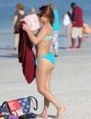 Maria Jade Booty in Blue Bikini at the Beach in Miami