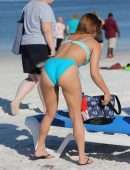 Maria Jade Booty in Blue Bikini at the Beach in Miami
