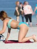 Maria Jade Booty in Blue Bikini at the Beach in Miami