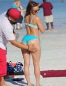 Maria Jade Booty in Blue Bikini at the Beach in Miami