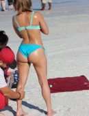 Maria Jade Booty in Blue Bikini at the Beach in Miami