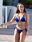 Sophie Kasaei in Blue Bikini at a Pool in Marrakech, Morocco