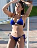 Sophie Kasaei in Blue Bikini at a Pool in Marrakech, Morocco