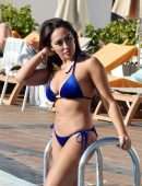 Sophie Kasaei in Blue Bikini at a Pool in Marrakech, Morocco