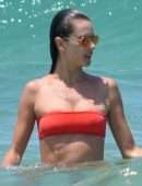 Alessandra Ambrosio in Red Bikini at a Beach in Brazil