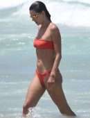 Alessandra Ambrosio in Red Bikini at a Beach in Brazil