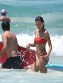 Alessandra Ambrosio in Red Bikini at a Beach in Brazil