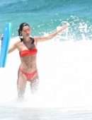 Alessandra Ambrosio in Red Bikini at a Beach in Brazil