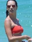 Alessandra Ambrosio in Red Bikini at a Beach in Brazil