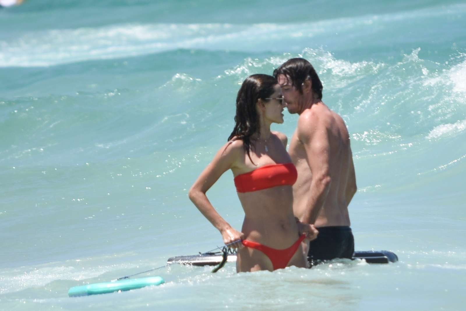 Alessandra Ambrosio in Red Bikini at a Beach in Brazil