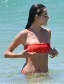 Alessandra Ambrosio in Red Bikini at a Beach in Brazil