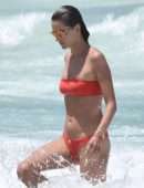 Alessandra Ambrosio in Red Bikini at a Beach in Brazil