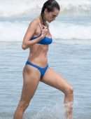 Alessandra Ambrosio in Blue Bikini on the Beach in Florianopolis