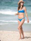 Alessandra Ambrosio in Blue Bikini on the Beach in Florianopolis