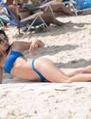Alessandra Ambrosio in Blue Bikini on the Beach in Florianopolis