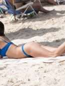 Alessandra Ambrosio in Blue Bikini on the Beach in Florianopolis