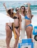 Alessandra Ambrosio in Blue Bikini on the Beach in Florianopolis