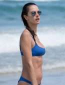 Alessandra Ambrosio in Blue Bikini on the Beach in Florianopolis