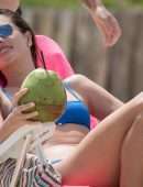 Alessandra Ambrosio in Blue Bikini on the Beach in Florianopolis