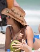 Alessandra Ambrosio in Blue Bikini on the Beach in Florianopolis