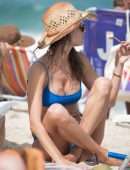 Alessandra Ambrosio in Blue Bikini on the Beach in Florianopolis