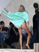 EXCLUSIVE: Victoria's Secret models Elsa Hosk and Barbara Palvin model lingerie while chief marketing officer Ed Razek takes a front row seat