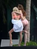 EXCLUSIVE: Victoria's Secret models Elsa Hosk and Alexia Graham pose in lingerie during a photoshoot in Miami