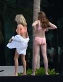 EXCLUSIVE: Victoria's Secret models Elsa Hosk and Alexia Graham pose in lingerie during a photoshoot in Miami