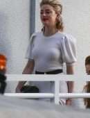 Amber Heard Outside Univision Headquarters in Miami