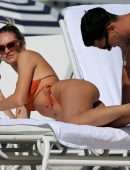 Candice Swanepoel Booty in Bikini at the Beach in Miami