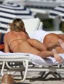 Candice Swanepoel Booty in Bikini at the Beach in Miami