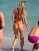 Candice Swanepoel Booty in Bikini at the Beach in Miami