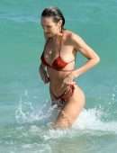 Candice Swanepoel Booty in Bikini at the Beach in Miami